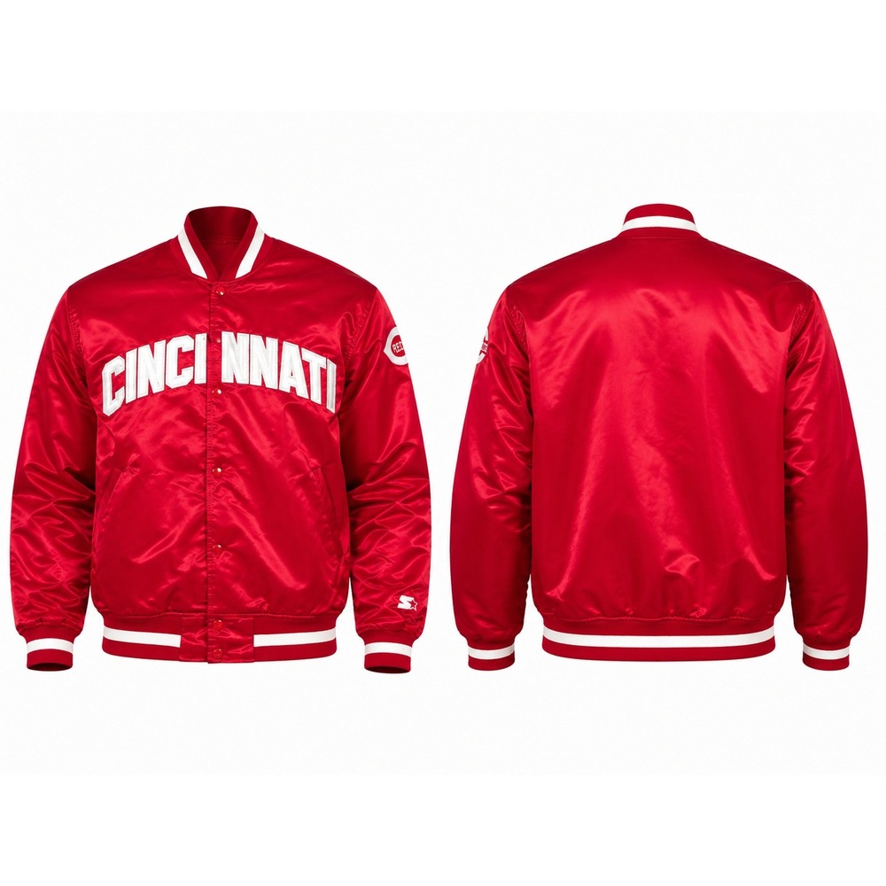 Vintage Starter Cincinnati Reds Satin Varsity Jacket Red Mens XL Made in USA